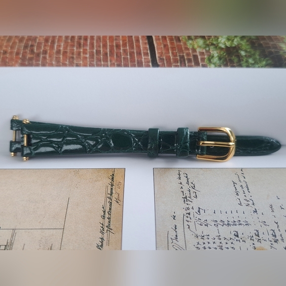 Green leather Watch wrist band - Picture 2 of 5